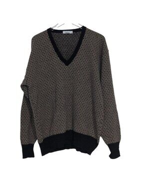 Bullock & Jones Wool Angora Sweater Mens Size Large Geometric Italy V Neck